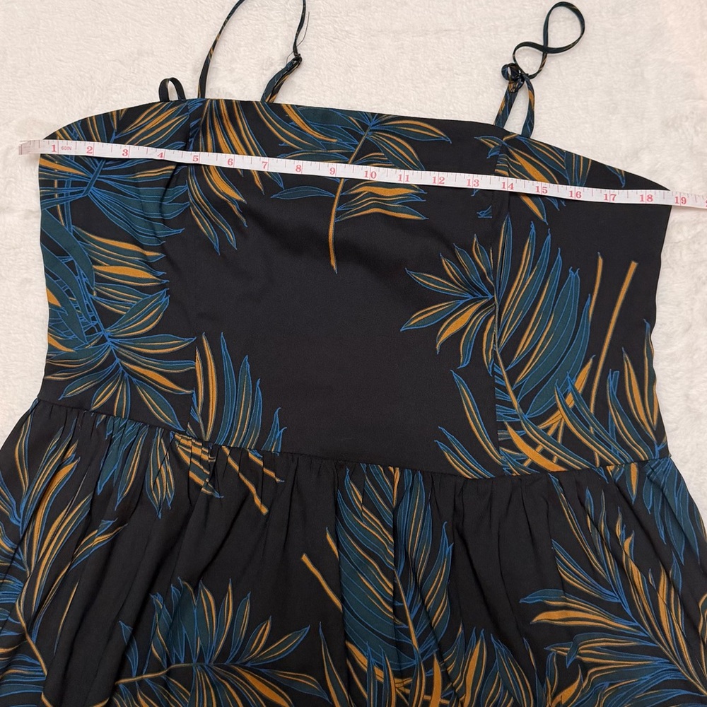 Goodthreads Georgette Smock-Back Cami Maxi Navy Dress Tropical Palm Size XL - Picture 6 of 7